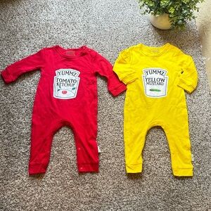 YSCULBUTOL Baby Bodysuit Yummz Tomato Ketchup Mustard Red Yellow Set